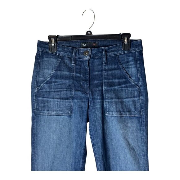 3x1 Jeans Women 27 Blue Gunner Wash Denim Patch‎ Pocket Boot Cut Cropped Retro - Picture 3 of 10